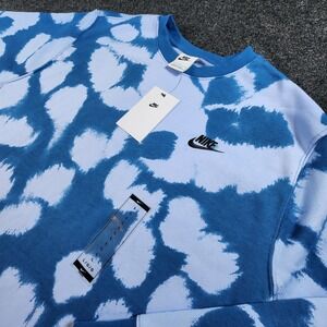 NWT Nike Blue Tie Dye Paint Splotch Design Crewneck Sweatshirt Mens Size L